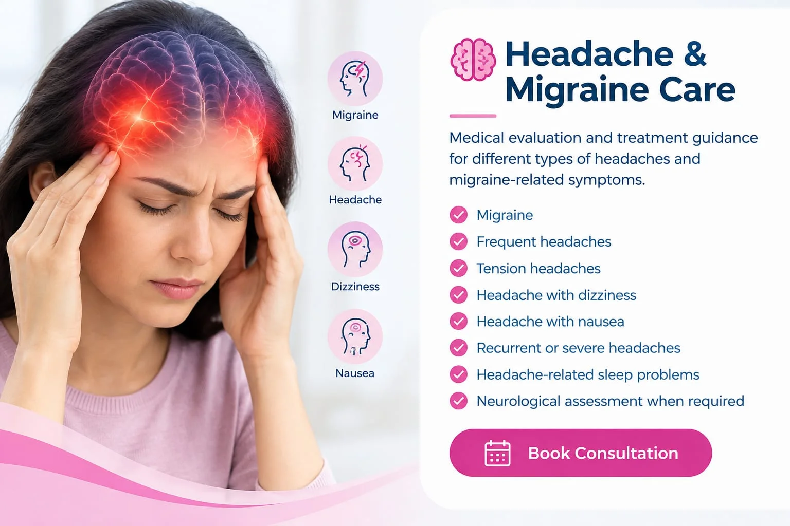 We provide Neurology Services at Neuro Polyclinic, Headache and migraine care neurological treatment and consultation